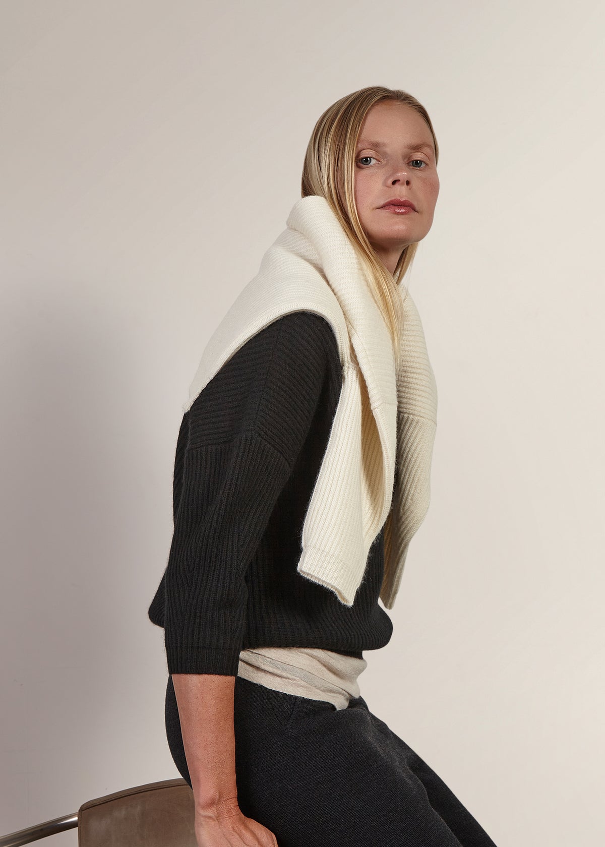 Anni mitered rib sweater