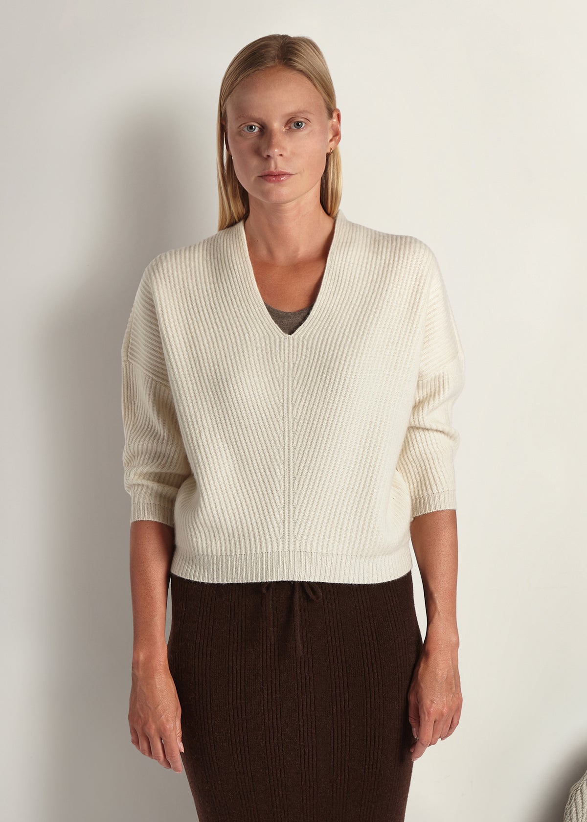 Anni mitered rib sweater