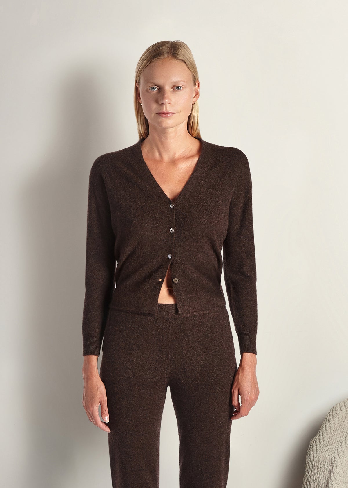 Brushed Cashmere Split Hem Cardigan