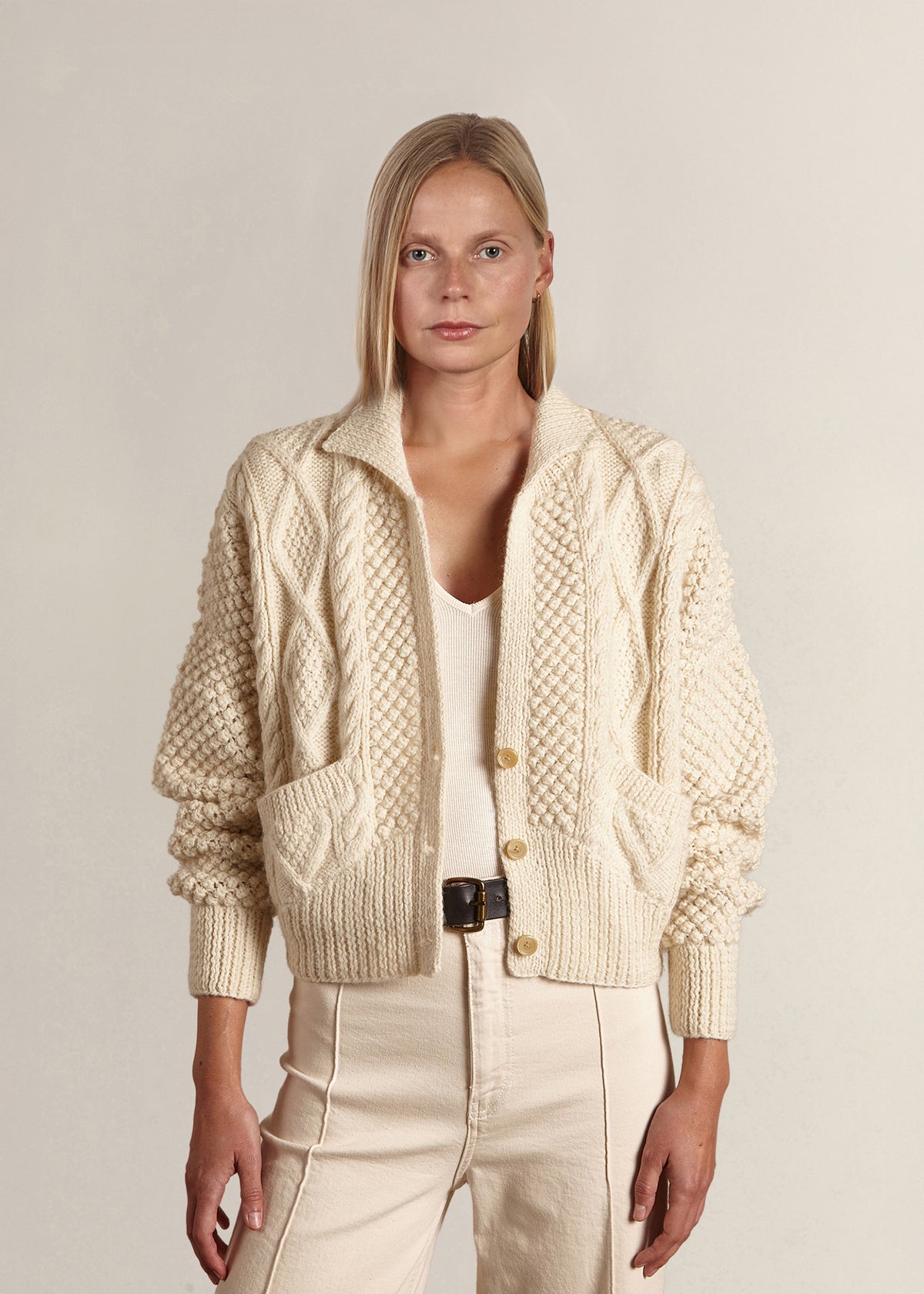 Cable stitch Bomber Jacket
