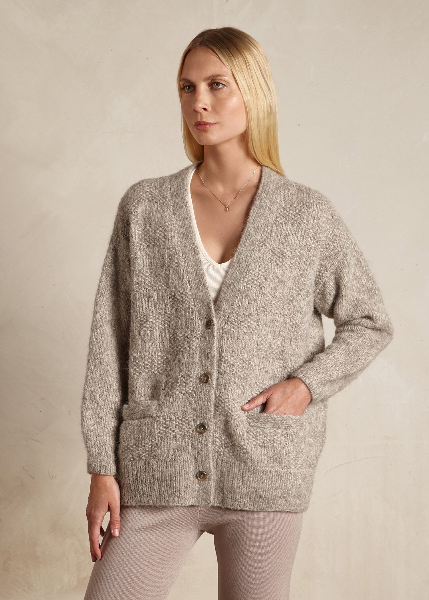 Handknit Basketweave Cardigan