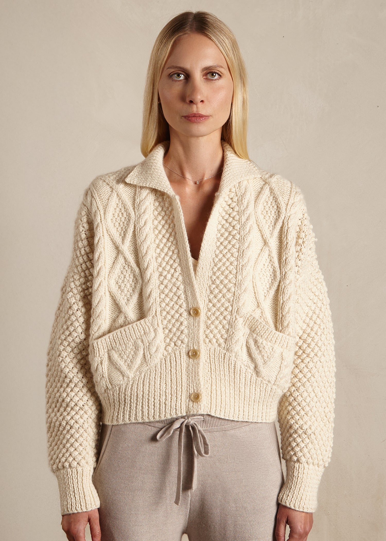 Cable stitch Bomber Jacket