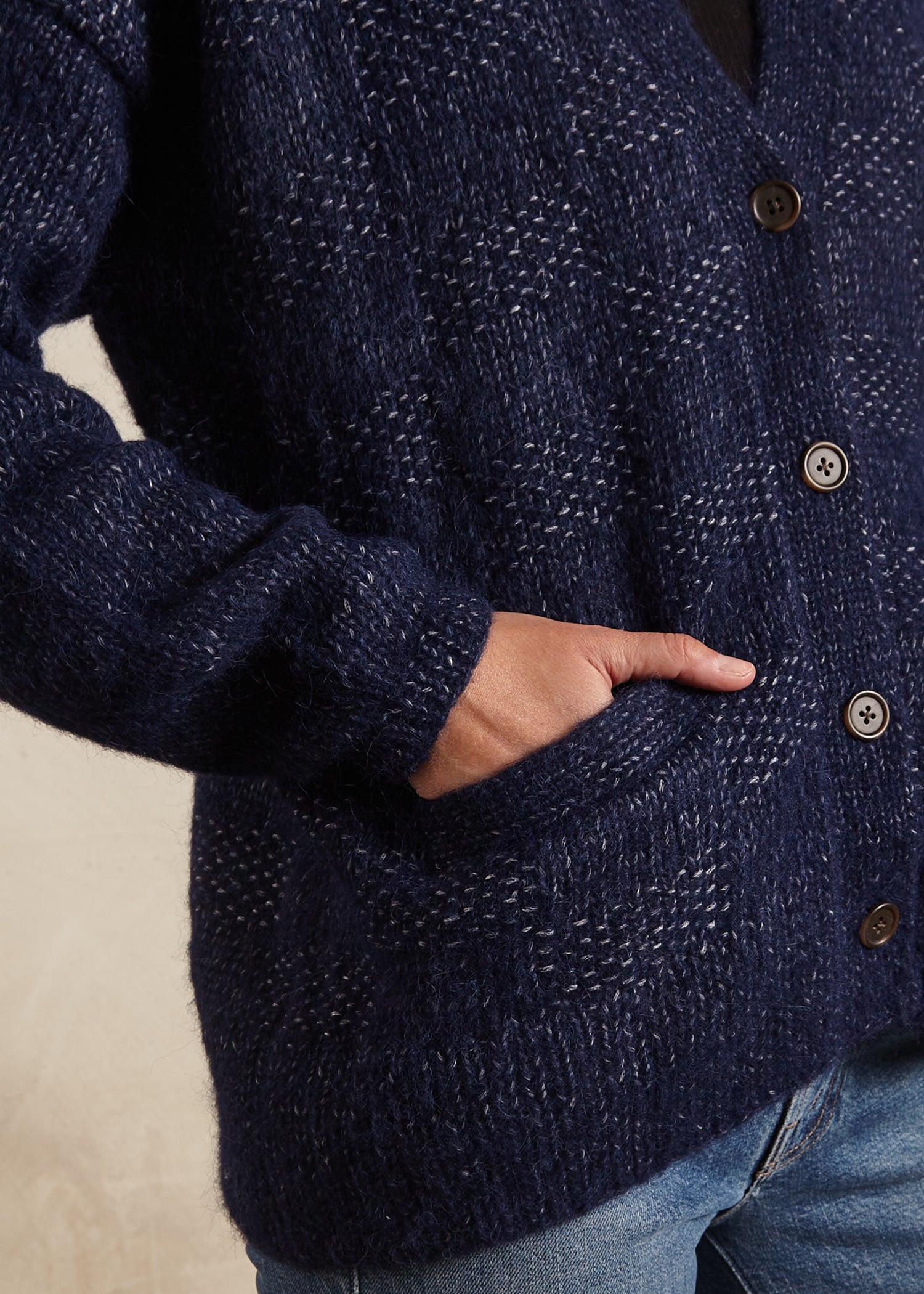 Handknit Basketweave Cardigan