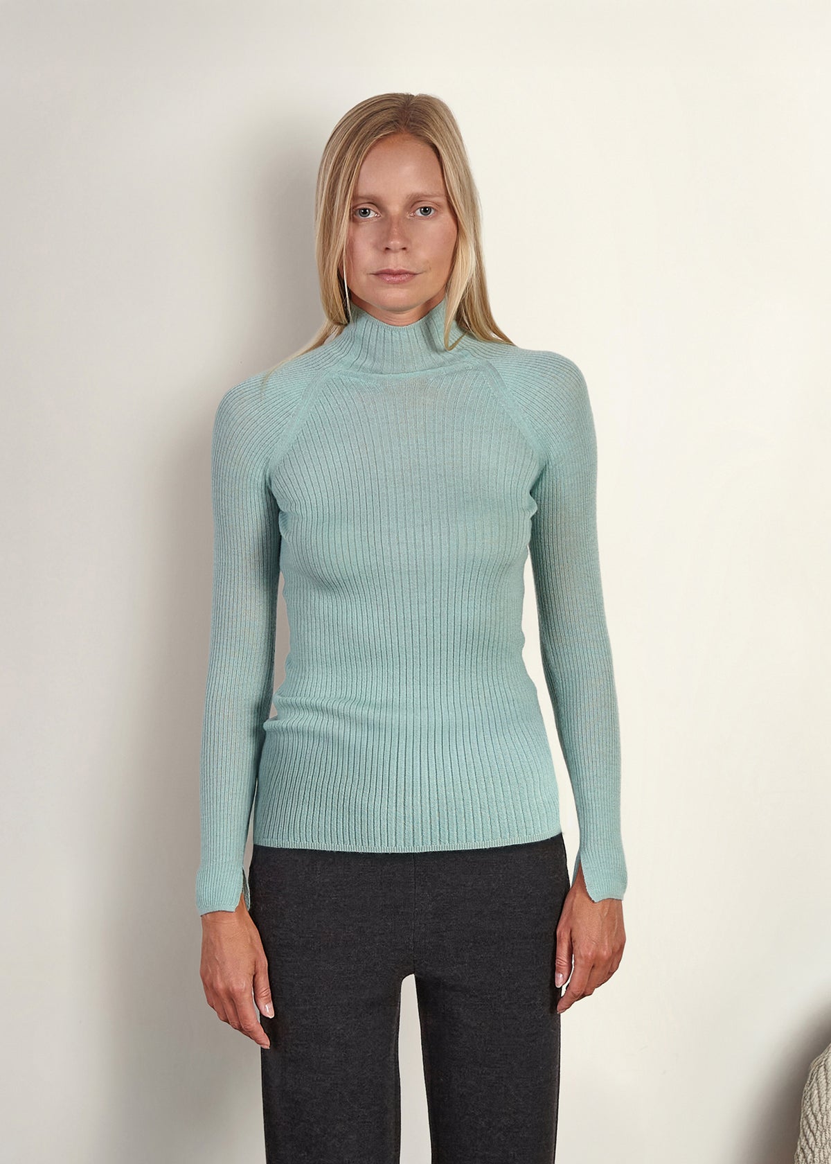 Luxe cashmere ribbed mock