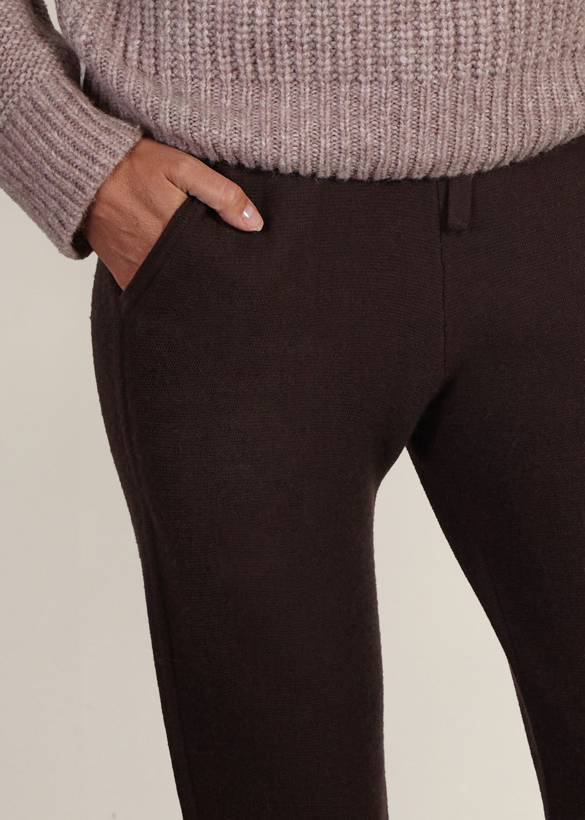 LUXE SLIM PANTS IN CASHWOOL ACAI