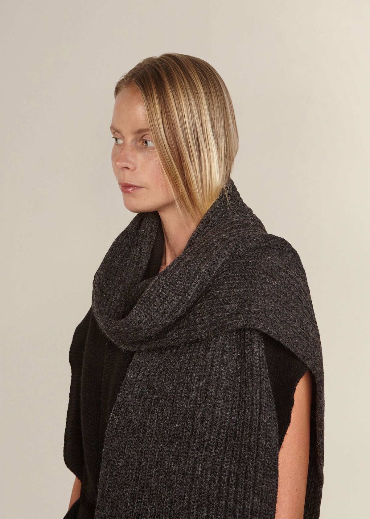 rib alpaca scarf