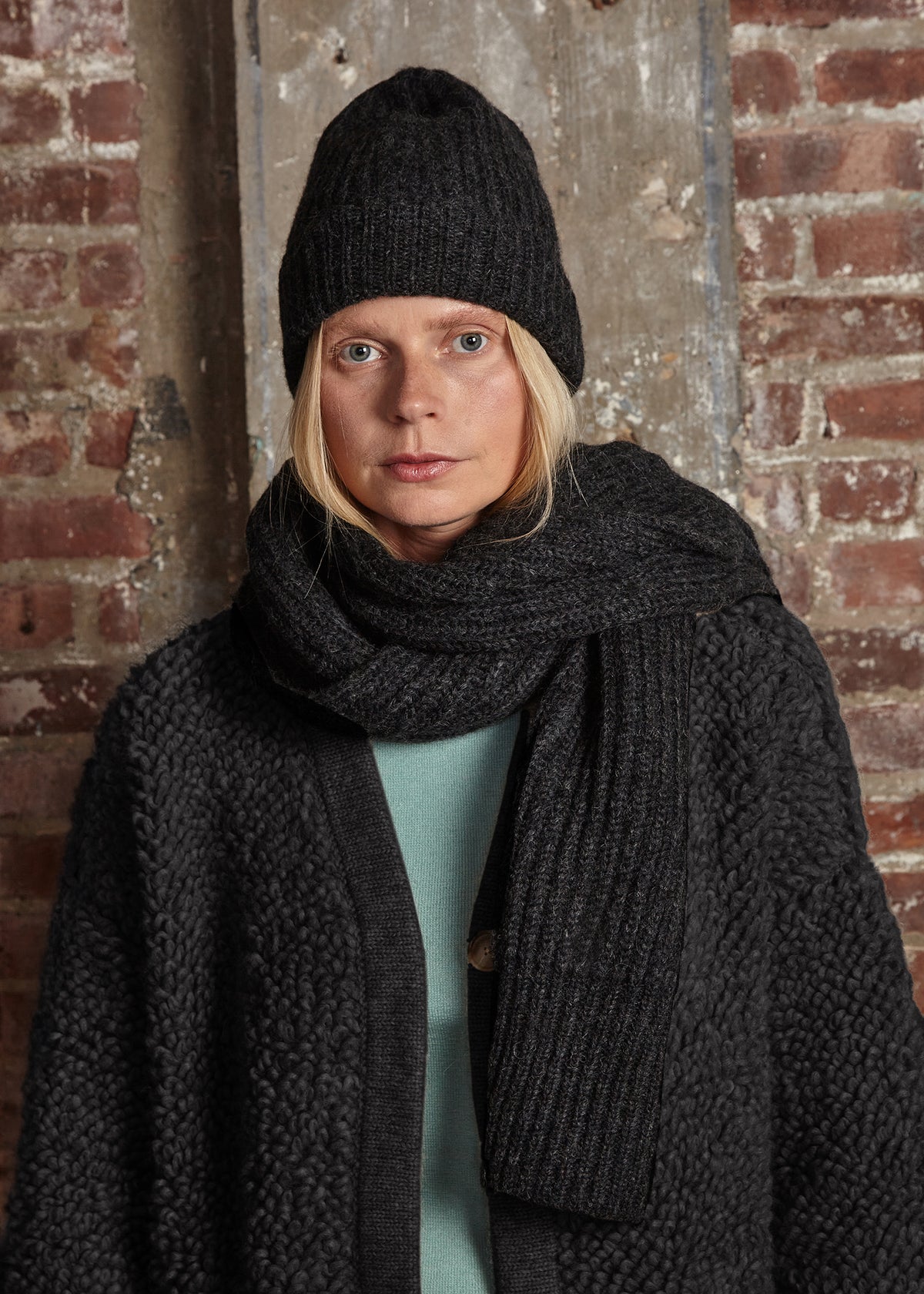 rib alpaca scarf