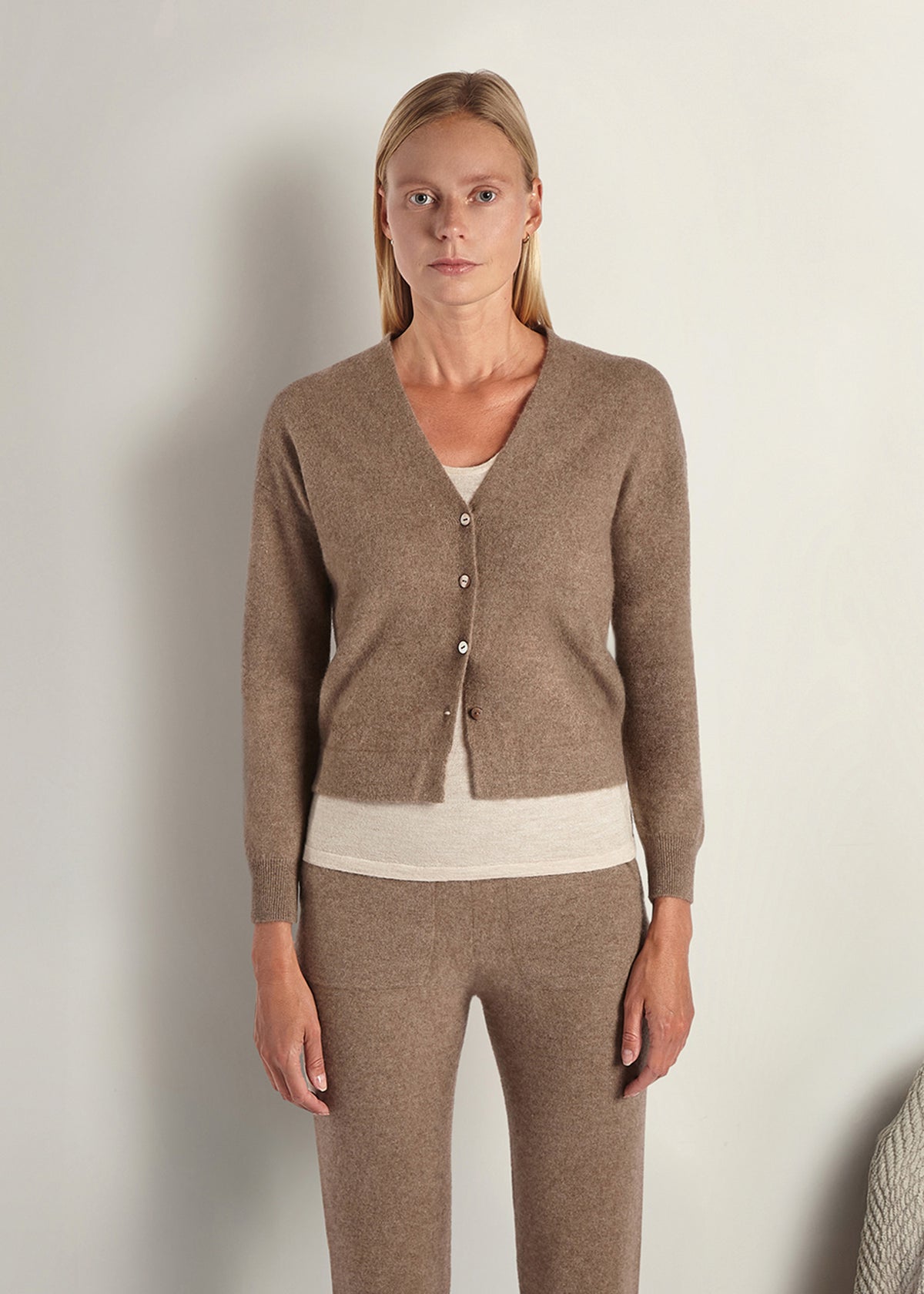 Brushed Cashmere Split Hem Cardigan