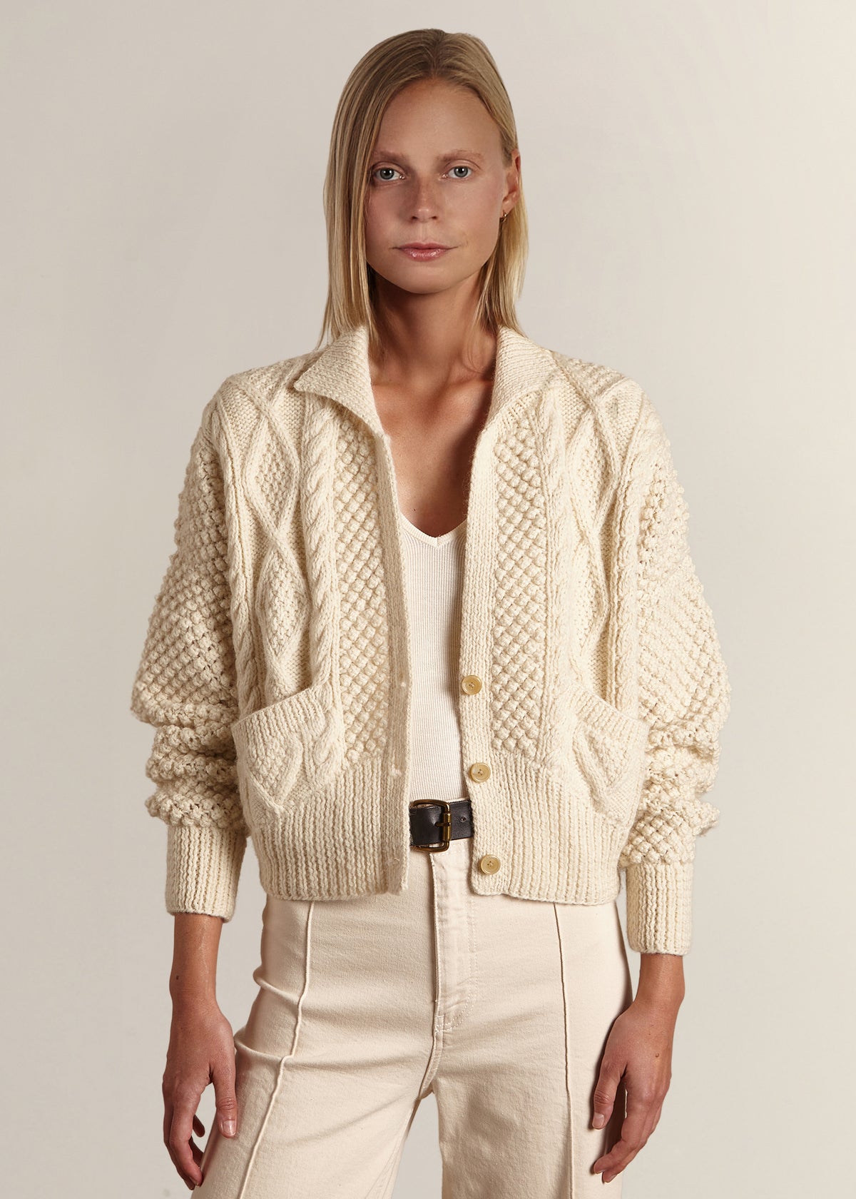 Cable stitch Bomber Jacket