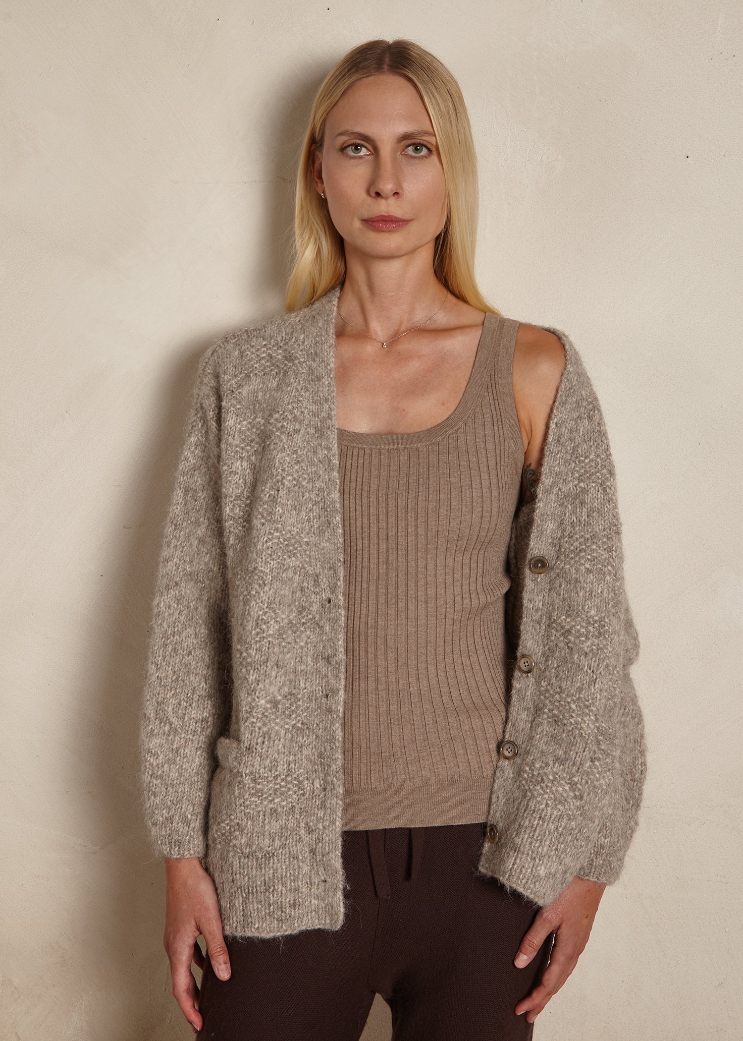 Handknit Basketweave Cardigan