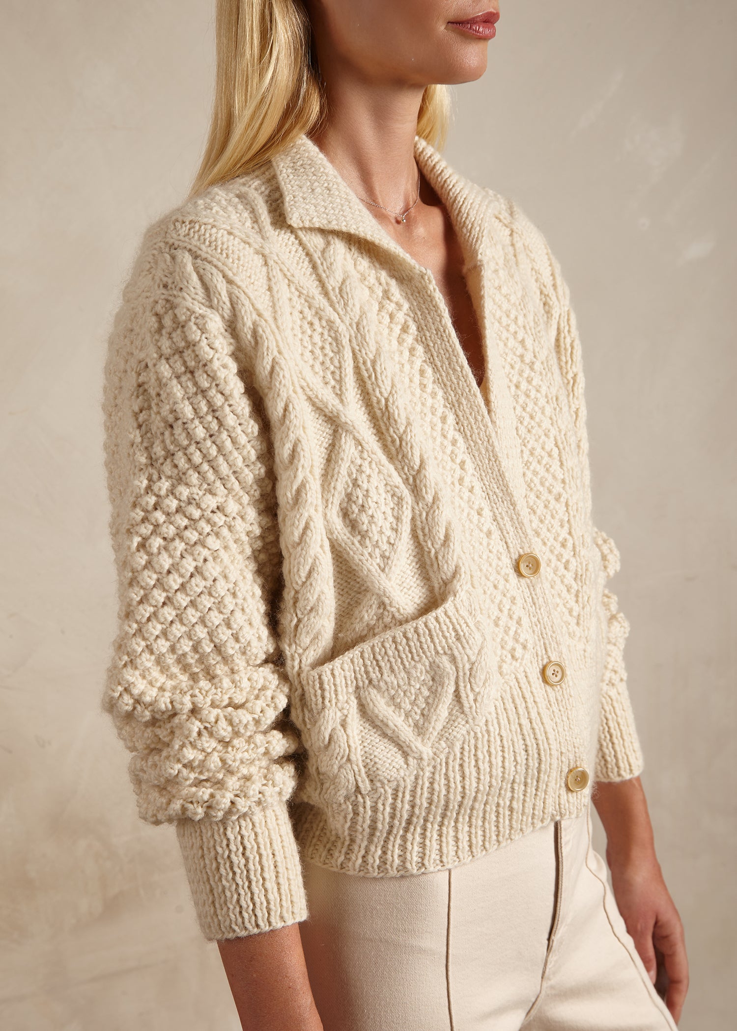 Cable stitch Bomber Jacket