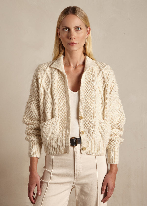 Cable stitch Bomber Jacket