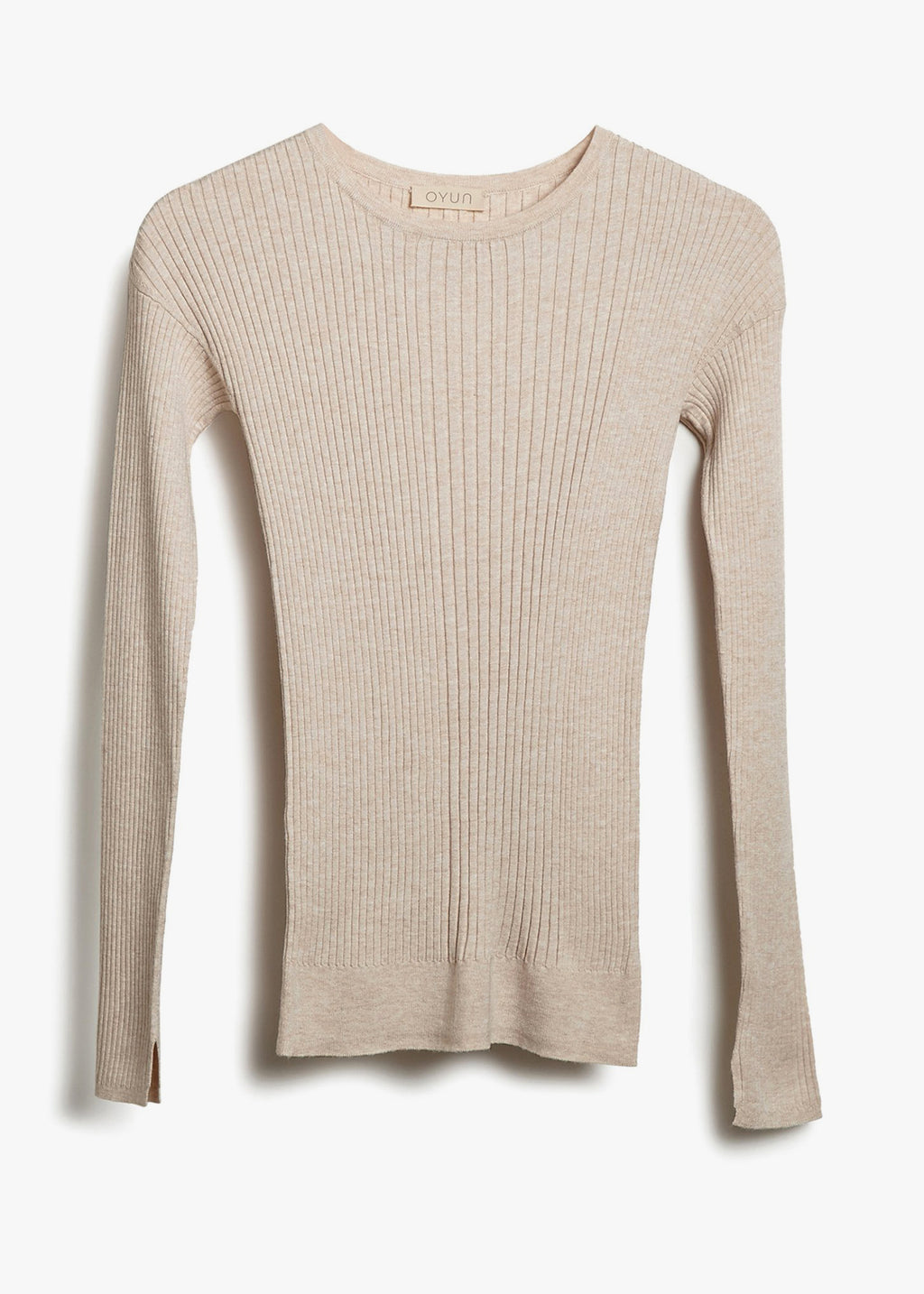 Ribbed Long Sleeve Top Beige